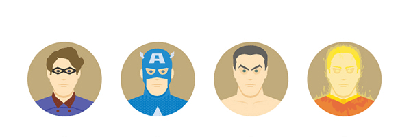 golden age heroes flat icons