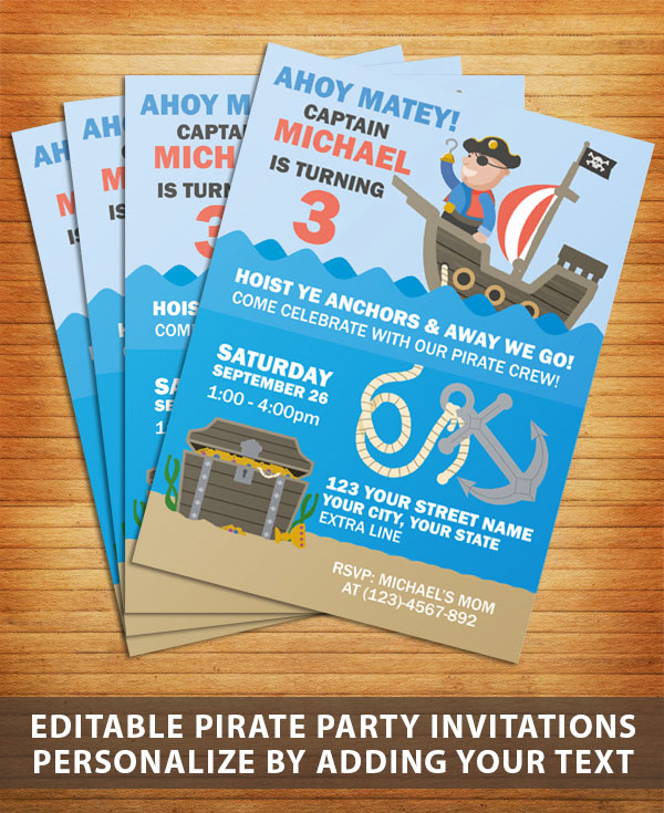 Pirate party invitaions