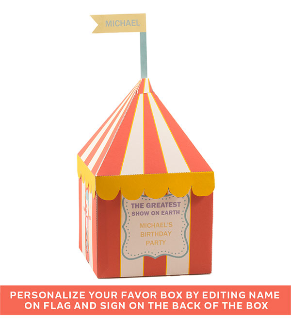Circus party theme favor box