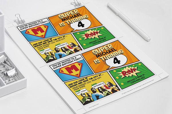 Super hero party invitation printable